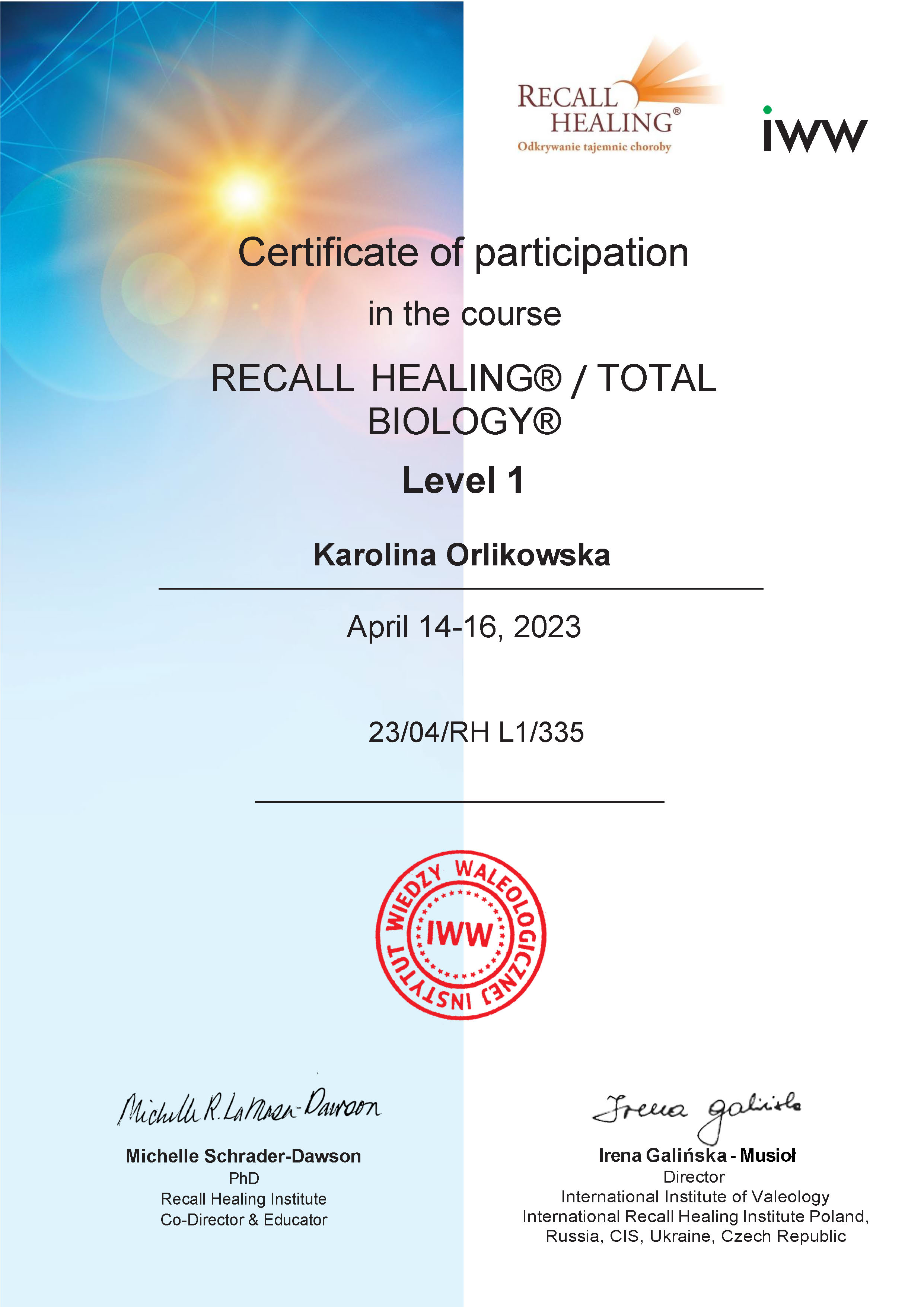 Recall Healing Level 1